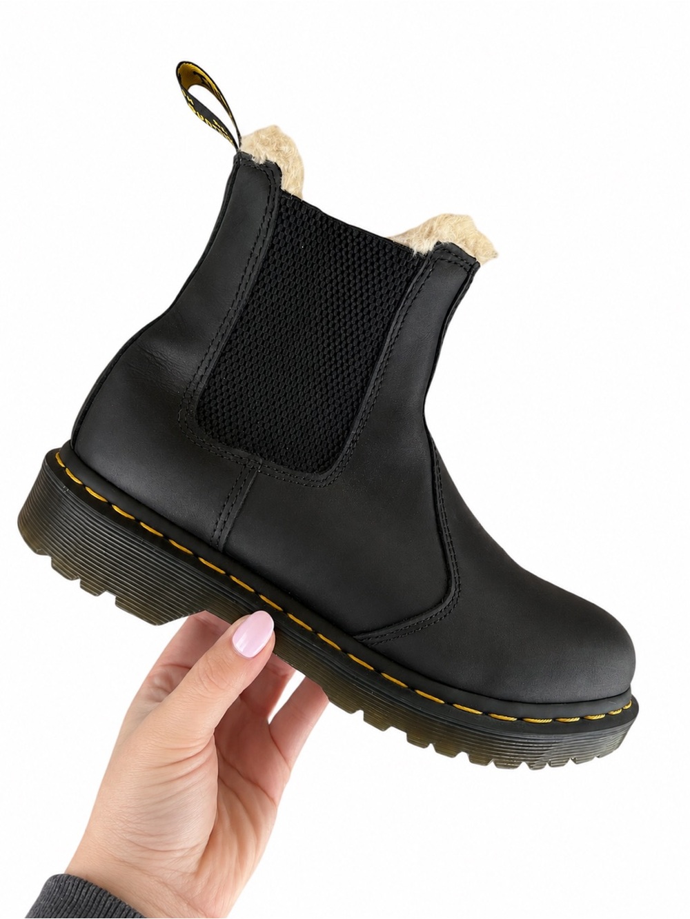 Dr Martens 2976 Black Leonore Faux Fur Lined Chelsea Boots Women’s 8 Wyoming